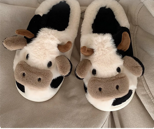 Fluffy Cow Slippers